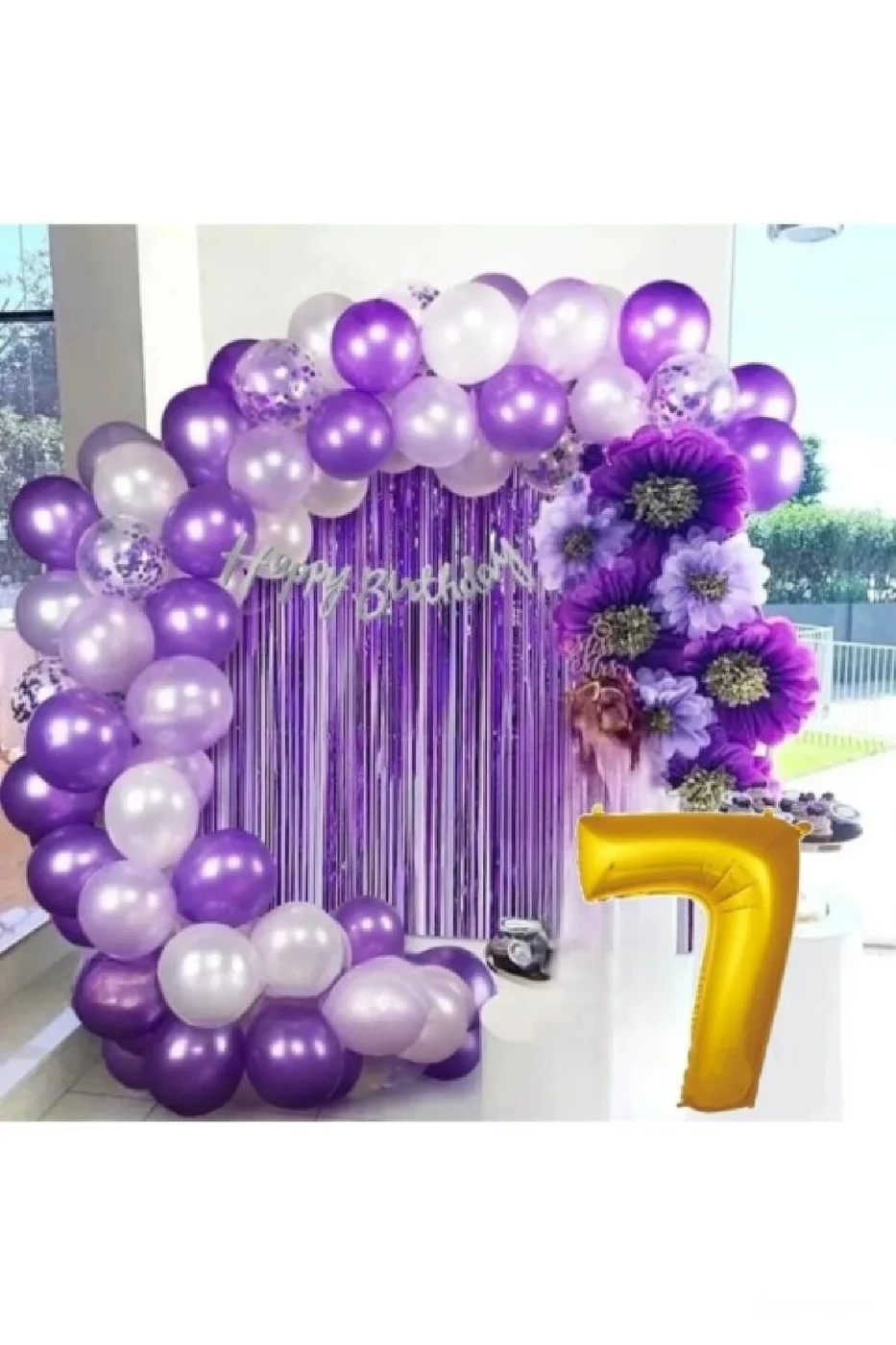 LÜX MOR LİLA BALON ZİNCİR SET DOĞUM GÜNÜ PARTİ SETİ SÜSÜ gorsel 2