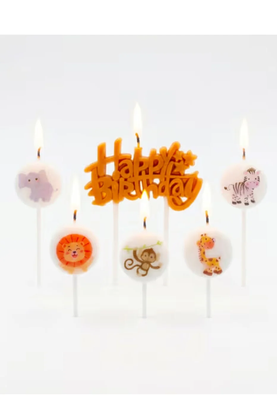 SAFARİ HAPPY BİRTHDAY 6 LI MUM DOĞUM GÜNÜ PARTİ SETİ SÜSÜ MUMU gorsel 6