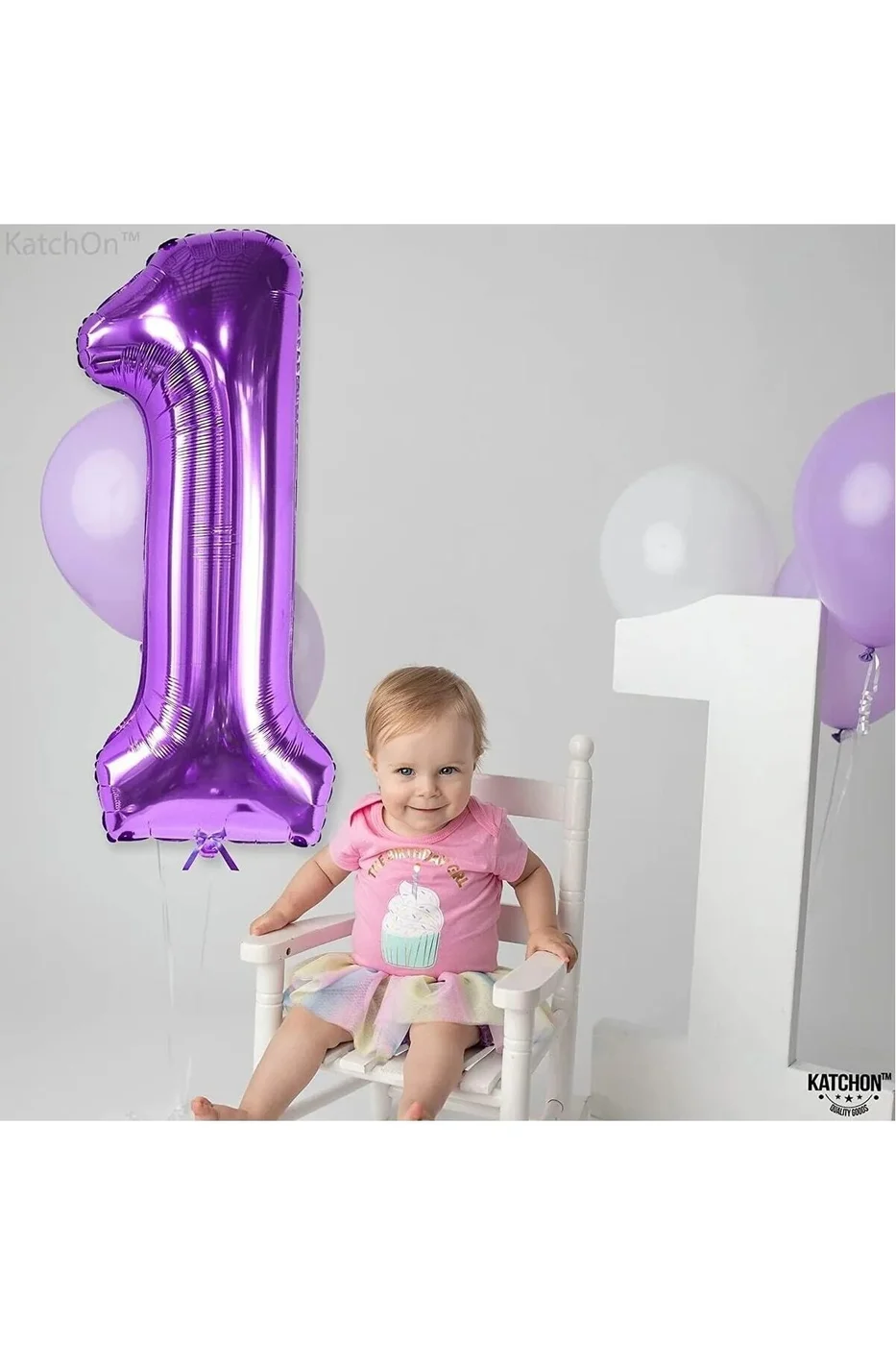 1 Yaş Mor Renk Rakam Folyo Balon 1 Bir Rakam Mor Folyo Balon gorsel 2