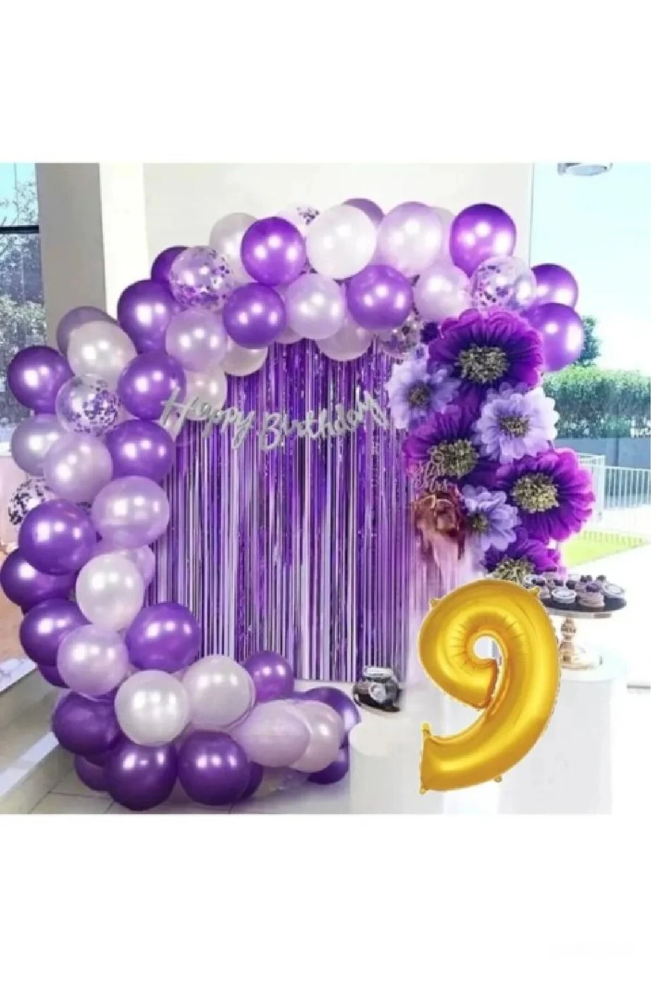 LÜX MOR LİLA BALON ZİNCİR SET DOĞUM GÜNÜ PARTİ SETİ SÜSÜ