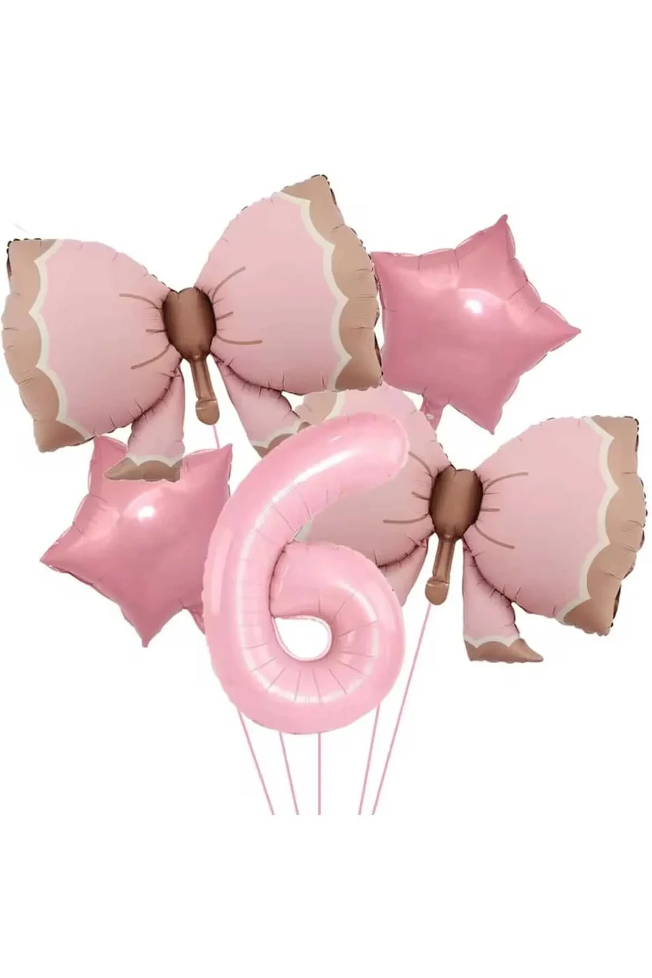 6 YAŞ PEMBE RENKLİ RETRO PEMBE FİYONKLU BALONLU DOĞUM GÜNÜ PARTİ SETİ SÜSÜ
