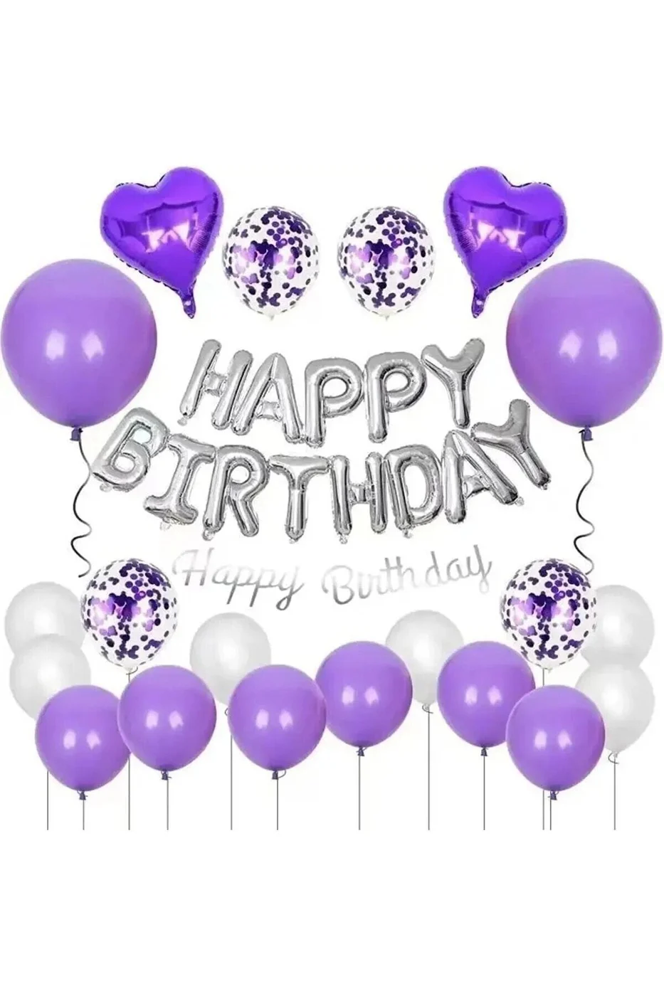 Mor Lüks Happy Bırthday Balon Set