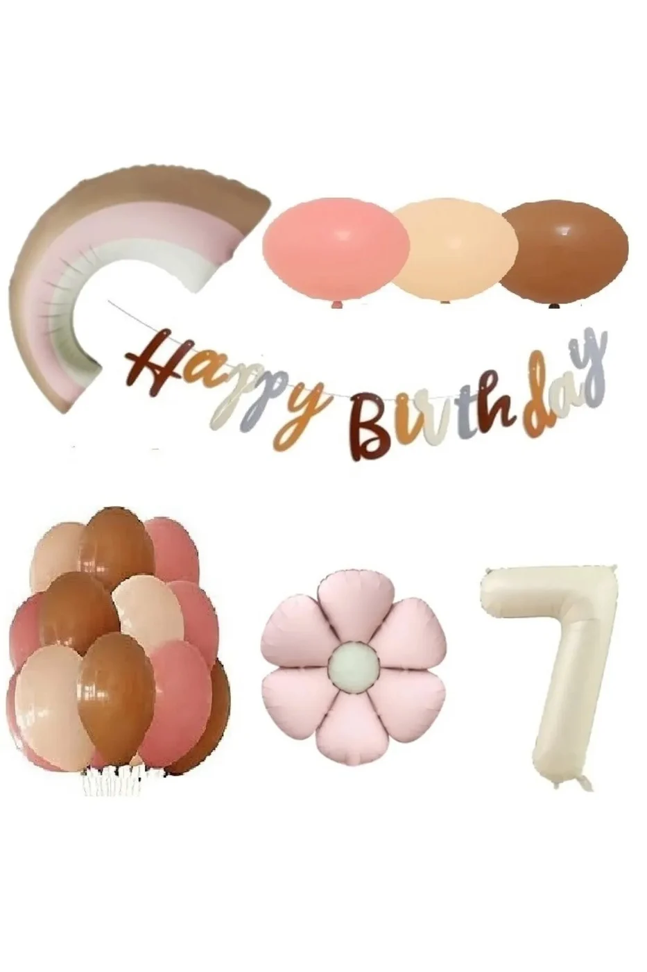 PEMBE PAPATYA FOLYOLU RETRO YAŞ BALON DOĞUM GÜNÜ PARTİ SETİ SÜSÜ gorsel 4