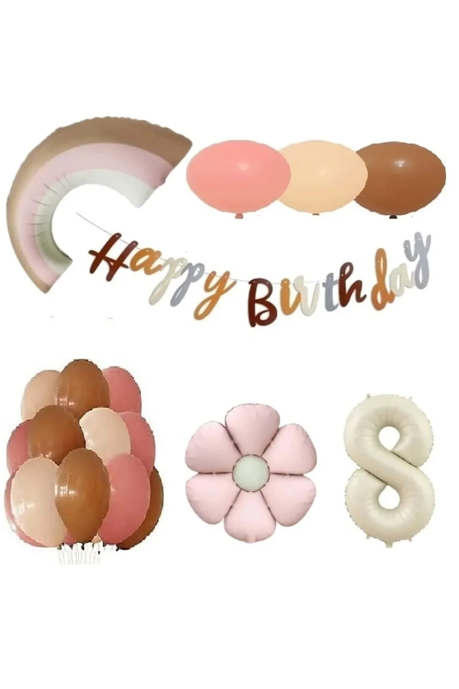 PEMBE PAPATYA FOLYOLU RETRO YAŞ BALON DOĞUM GÜNÜ PARTİ SETİ SÜSÜ