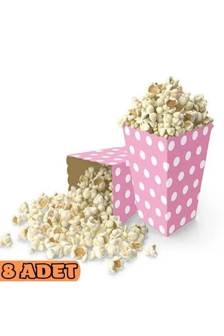 Mini Party Store Mısır Kutusu Pembe Puantiyeli 8 Li