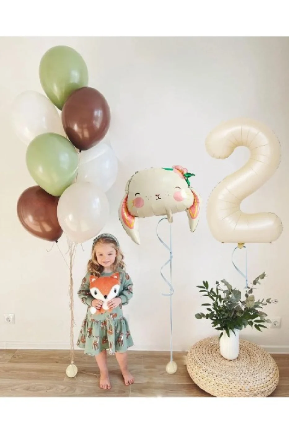 Süslü Tavşan Folyo Balon Zincir Seti Doğum Günü Retro Balon Seti