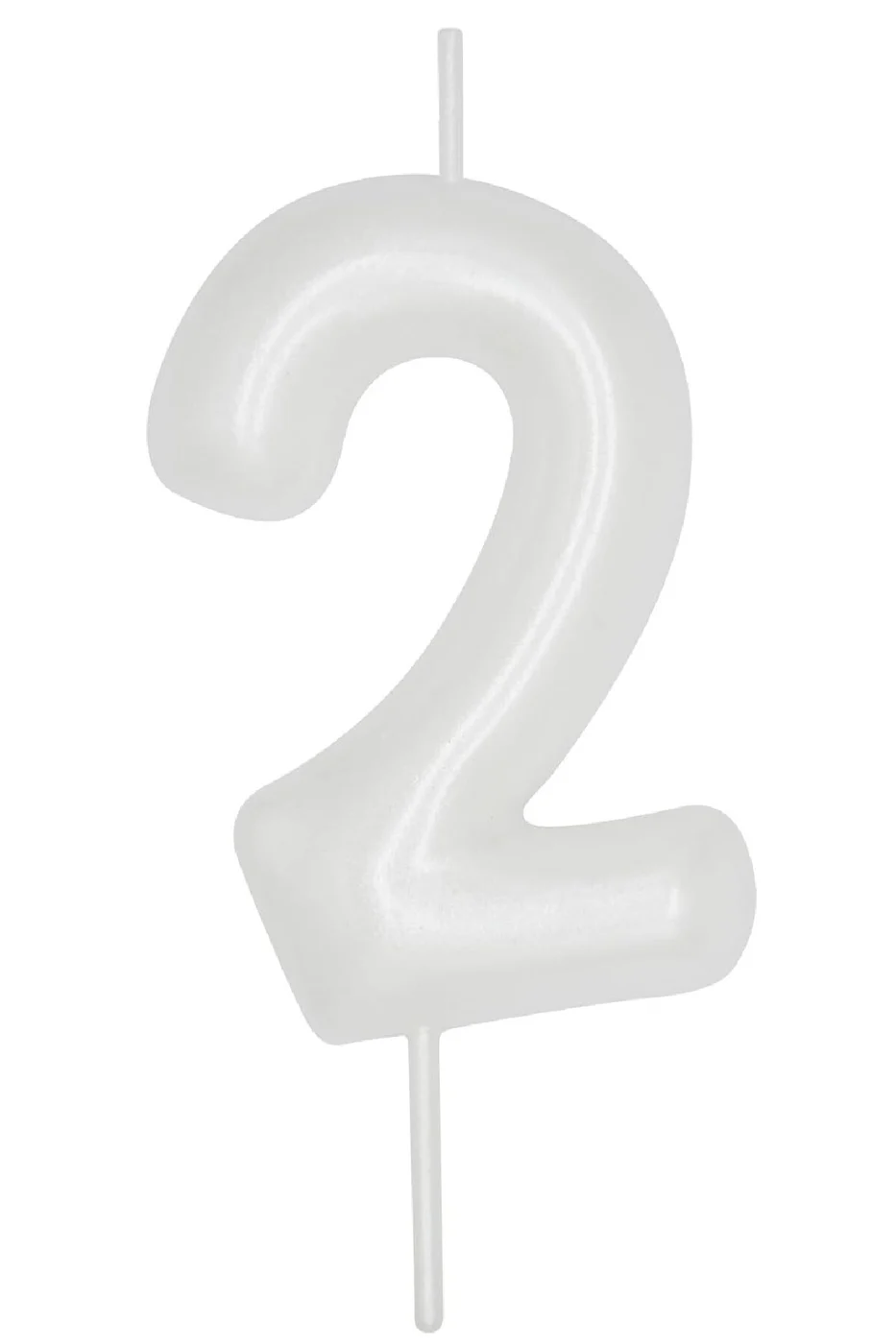 2 YAŞ PARLAK İNCİ BEYAZI ŞIK MUM 12 CM