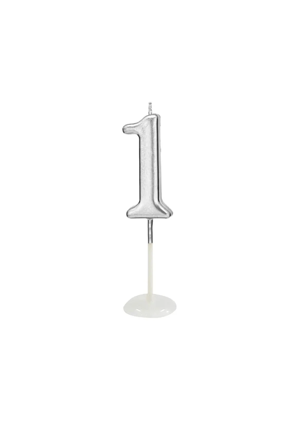 KÜÇÜK BOY 1 RAKAM GÜMÜŞ MUM 8CM