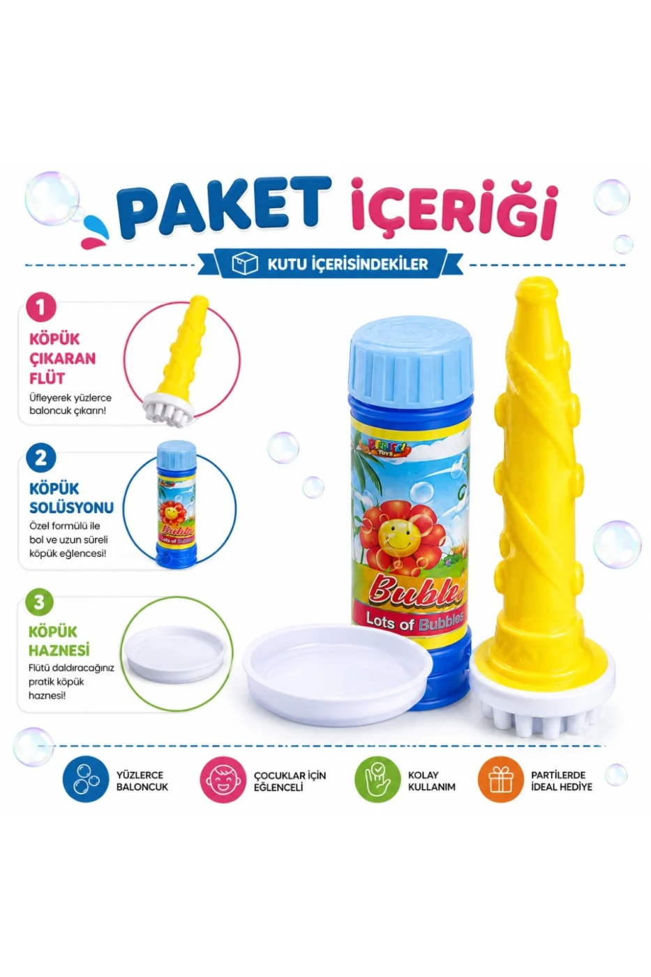 Köpük Çıkaran Flüt 2 Li Set | Bubble Flute Baloncuk Oyuncağı | Parti Hediyeliği | Çocuk Eğlence Oyuncağı gorsel 4