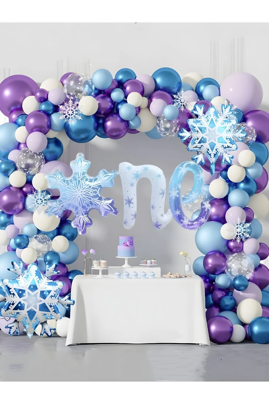 Frozen Temalı Karlar Ülkesi Temalı One Kartanesi Folyo Balonlu Doğum Günü Parti Seti Süsü gorsel 5