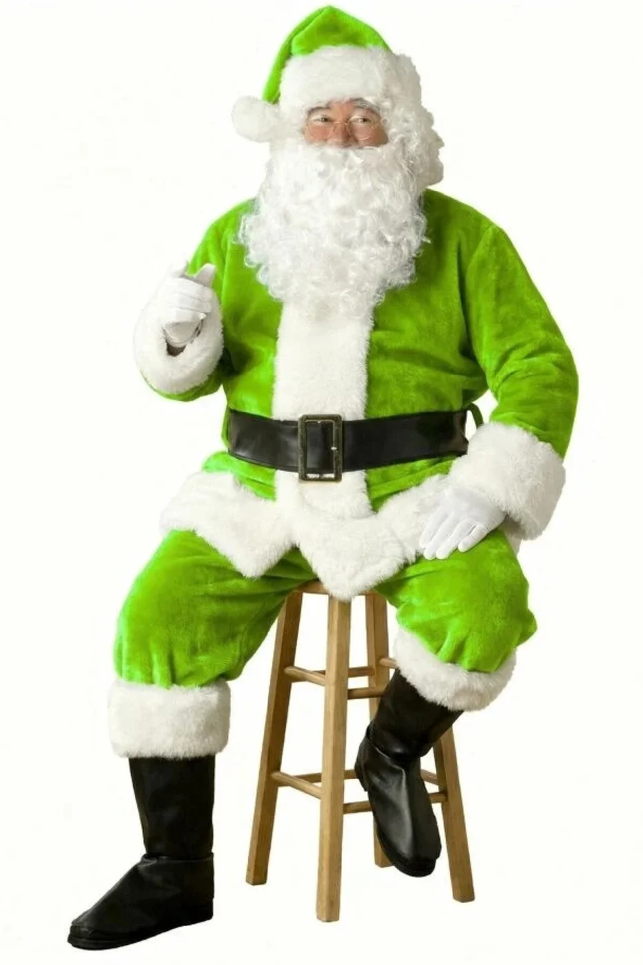 Açık Yeşil Noel Baba Kostümü Yetişkin gorsel 3