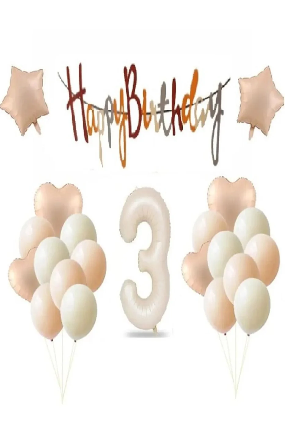 RETRO RENK DOĞUM GÜNÜ BALON SET 3 YAŞ gorsel 3