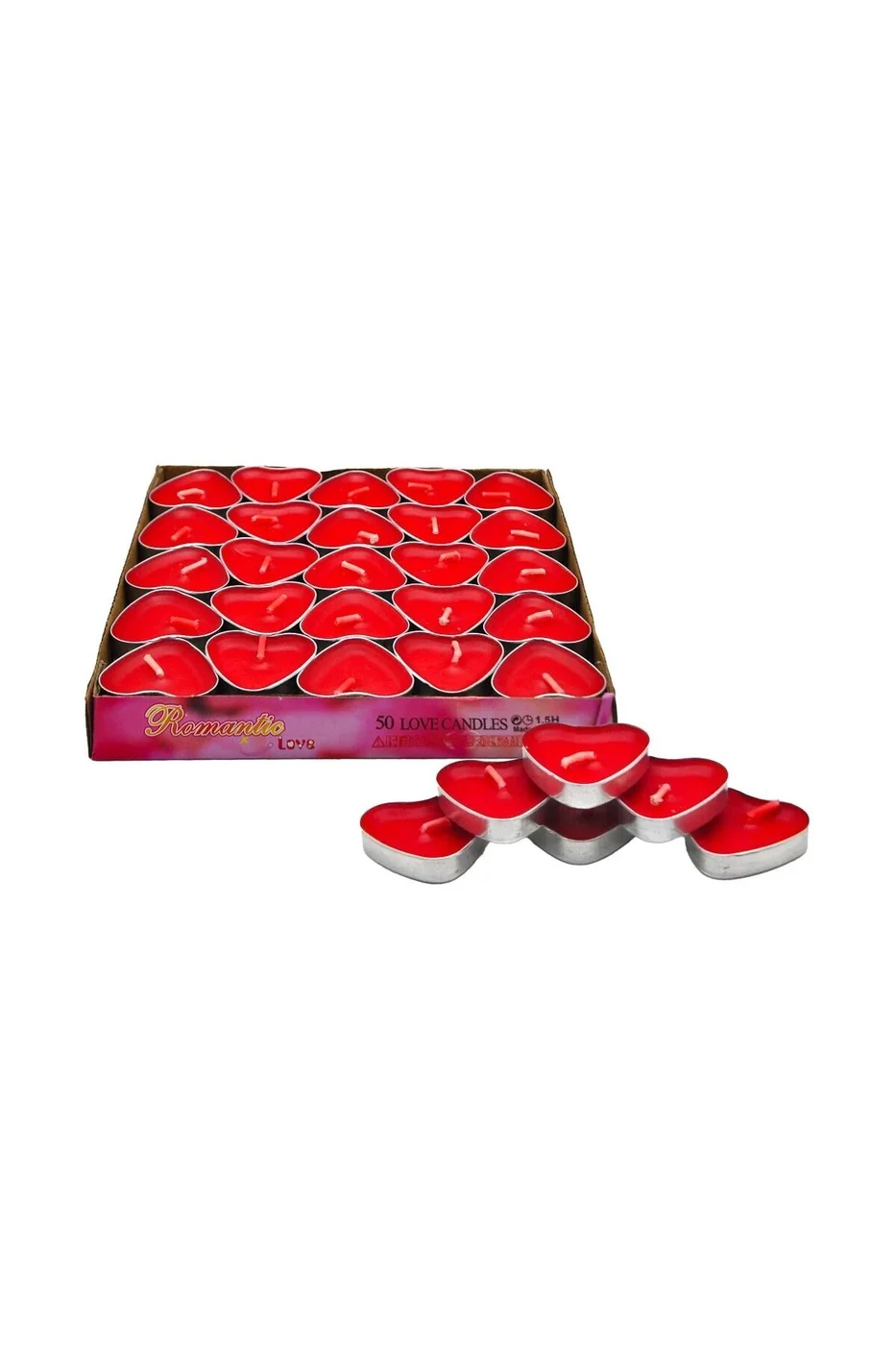 50 Lİ TEALİGT KIRMIZI KALP MUM