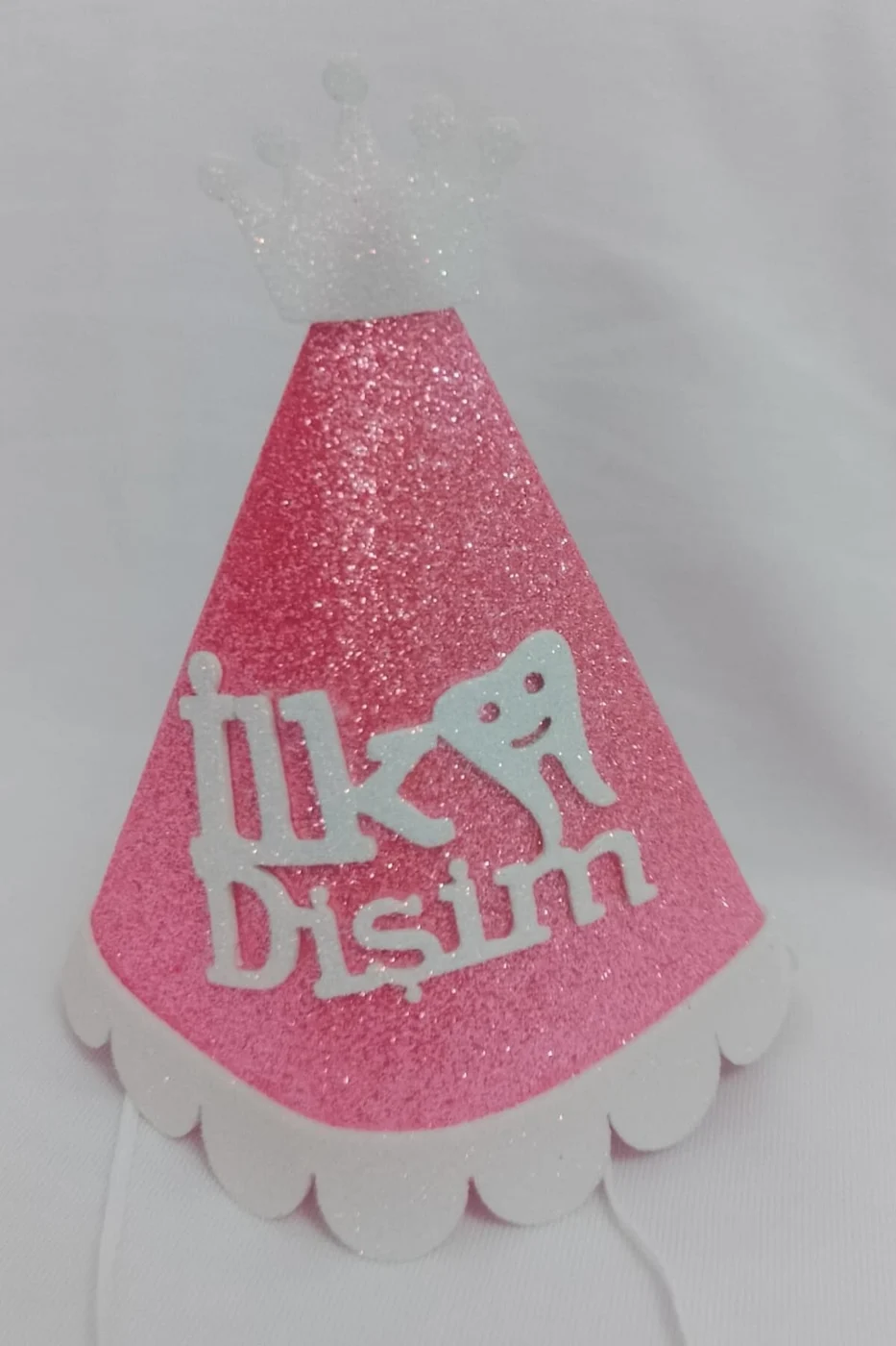 Kukuleta Pembe Renk İlk Dişim Şapkası İlk Dişim Partisi Süsü İlk Dişim Bebek Şapkası Süsü gorsel 5
