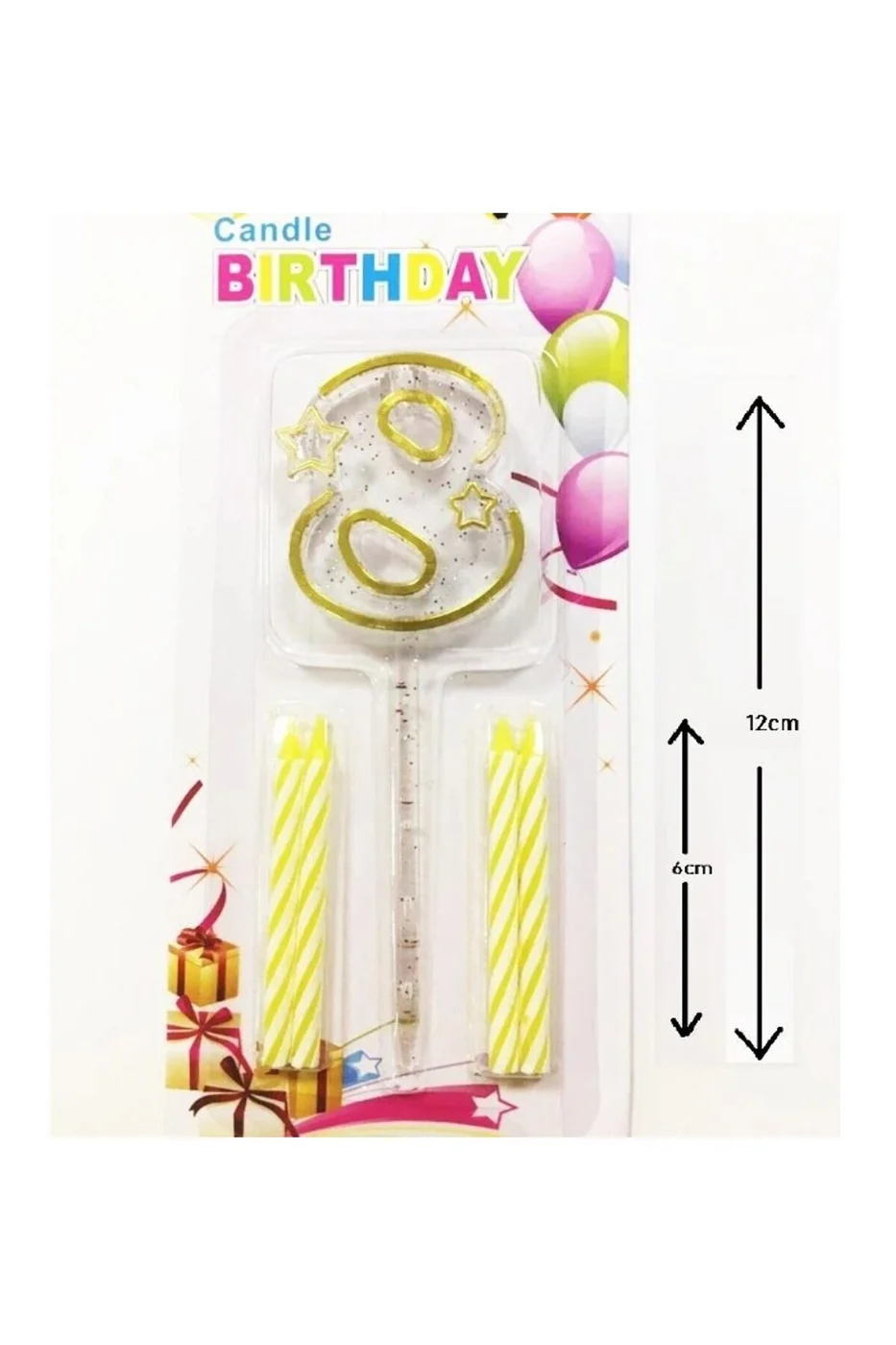 MİKA ŞEFFAF 8 RAKAM GOLD MUM 12CM