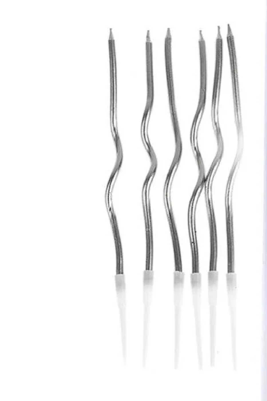 6 LI KIVRIMLI GÜMÜŞ MUM 16CM Pasta Mumu Spiral Kıvrık Mum gorsel 3