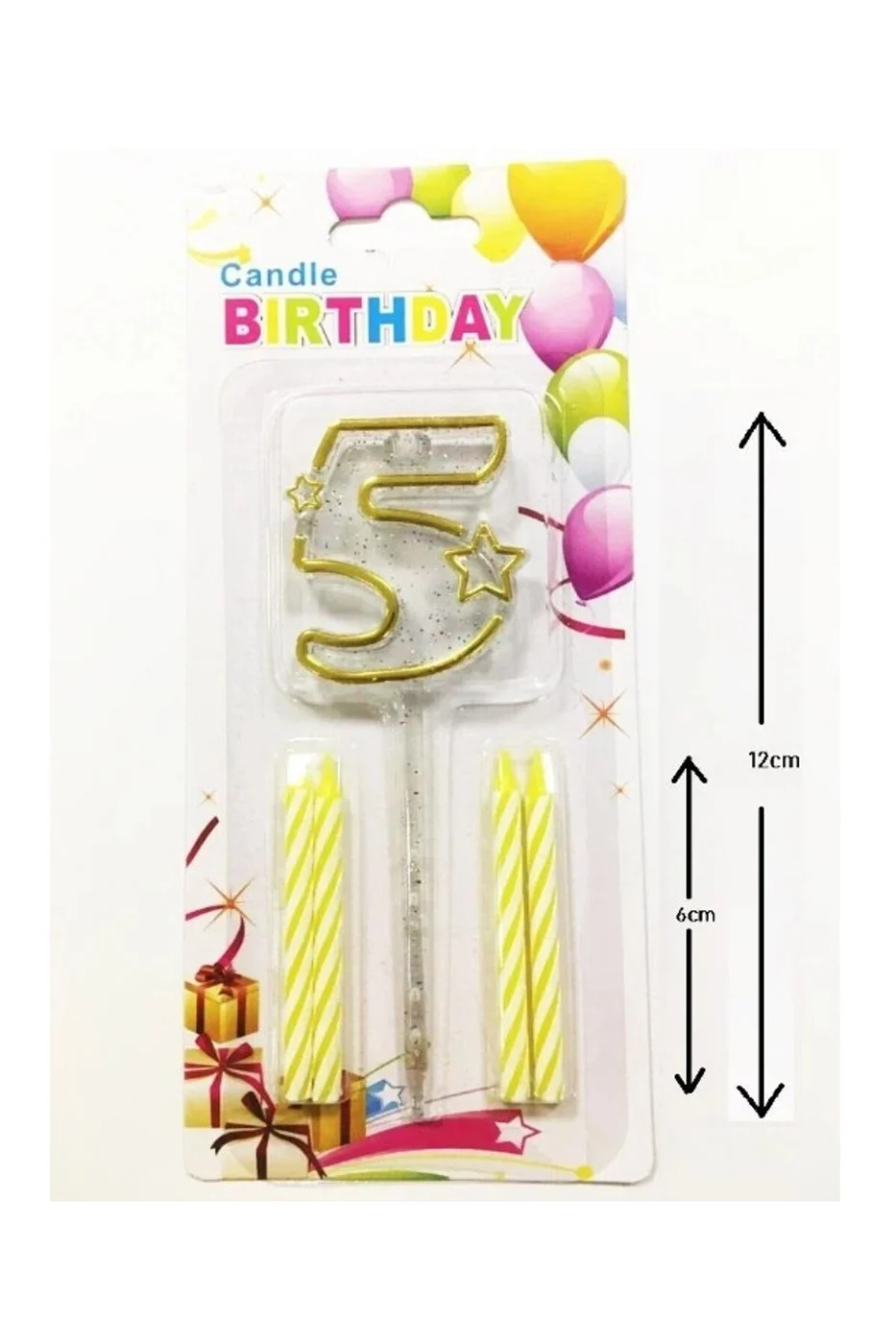 MİKA ŞEFFAF 5 RAKAM GOLD MUM 12CM