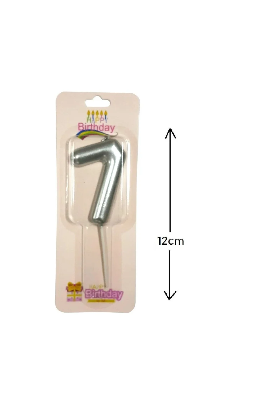 BÜYÜK BOY 7 RAKAM GÜMÜŞ MUM 12CM