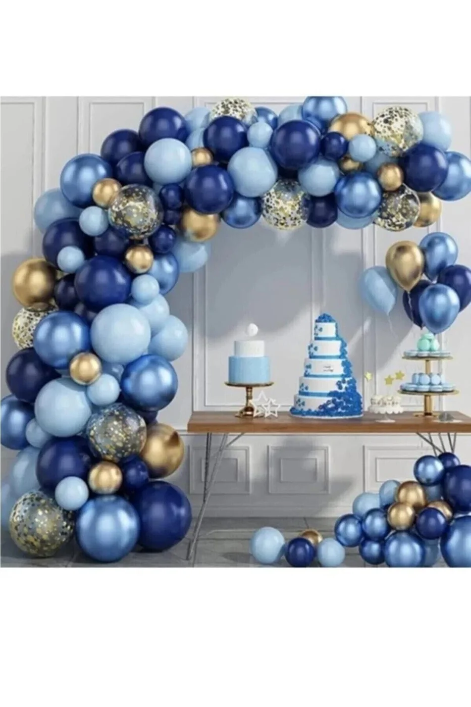 Mavi Lacivert 60 lı Balon Zinciri Süsleme Seti 5 Renkli Doğum Günü Süsü Parti Seti