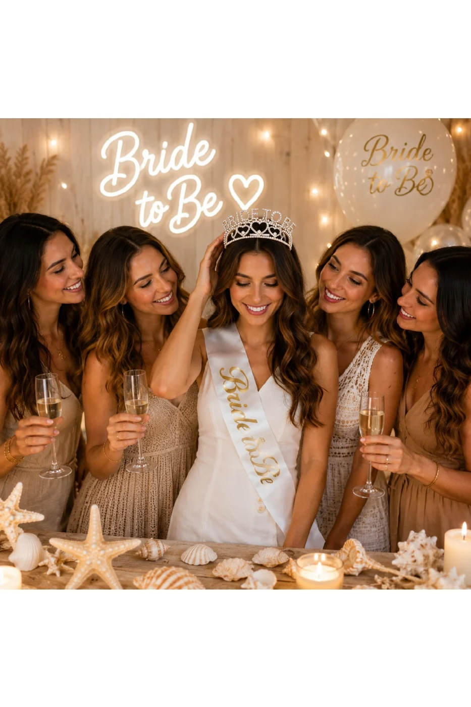Gold Bride To Be Taç ve Kuşak Seti Bekarlığa Veda Partisi Gelin Tacı Kuşağı gorsel 4
