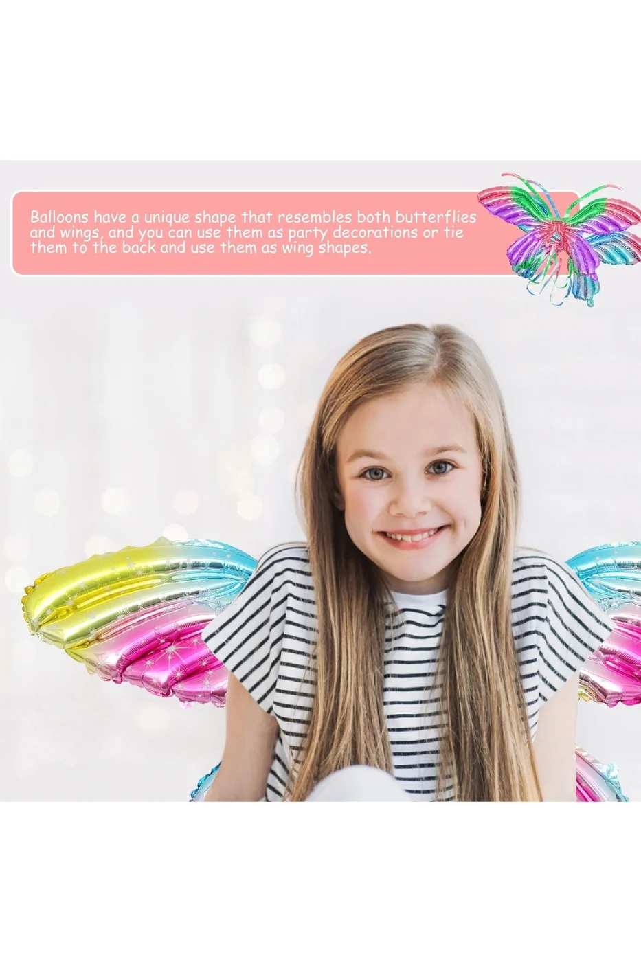KIZLAR İÇİN KELEBEK MELEK KANADI FOLYO BALON 84*60,5 gorsel 4