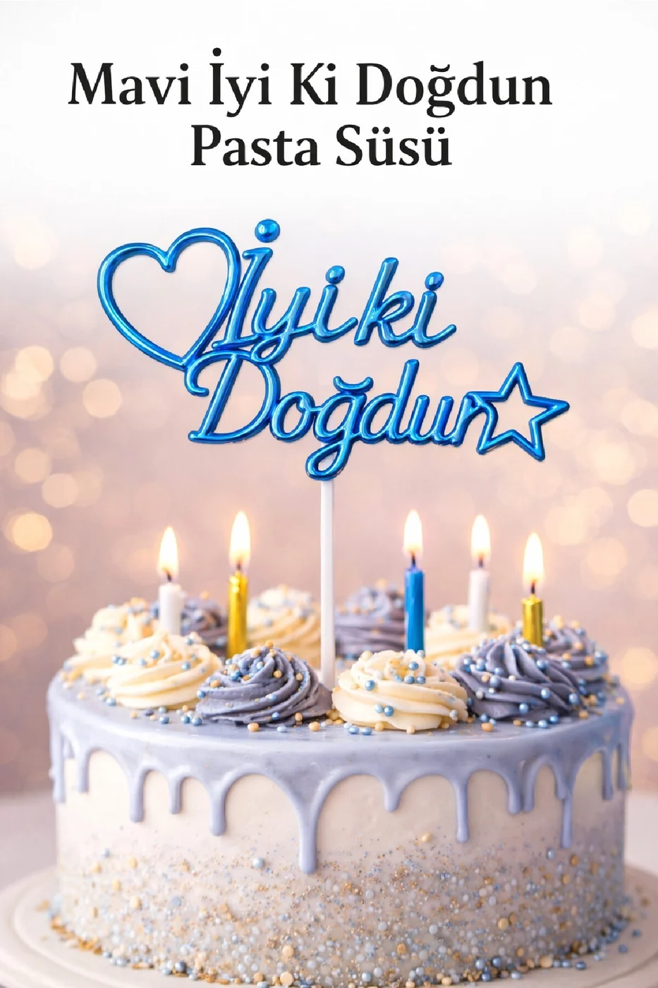 Happy Birthday Pasta Süsü Pleksi – İyi Ki Doğdun Pasta Üstü Yazı
