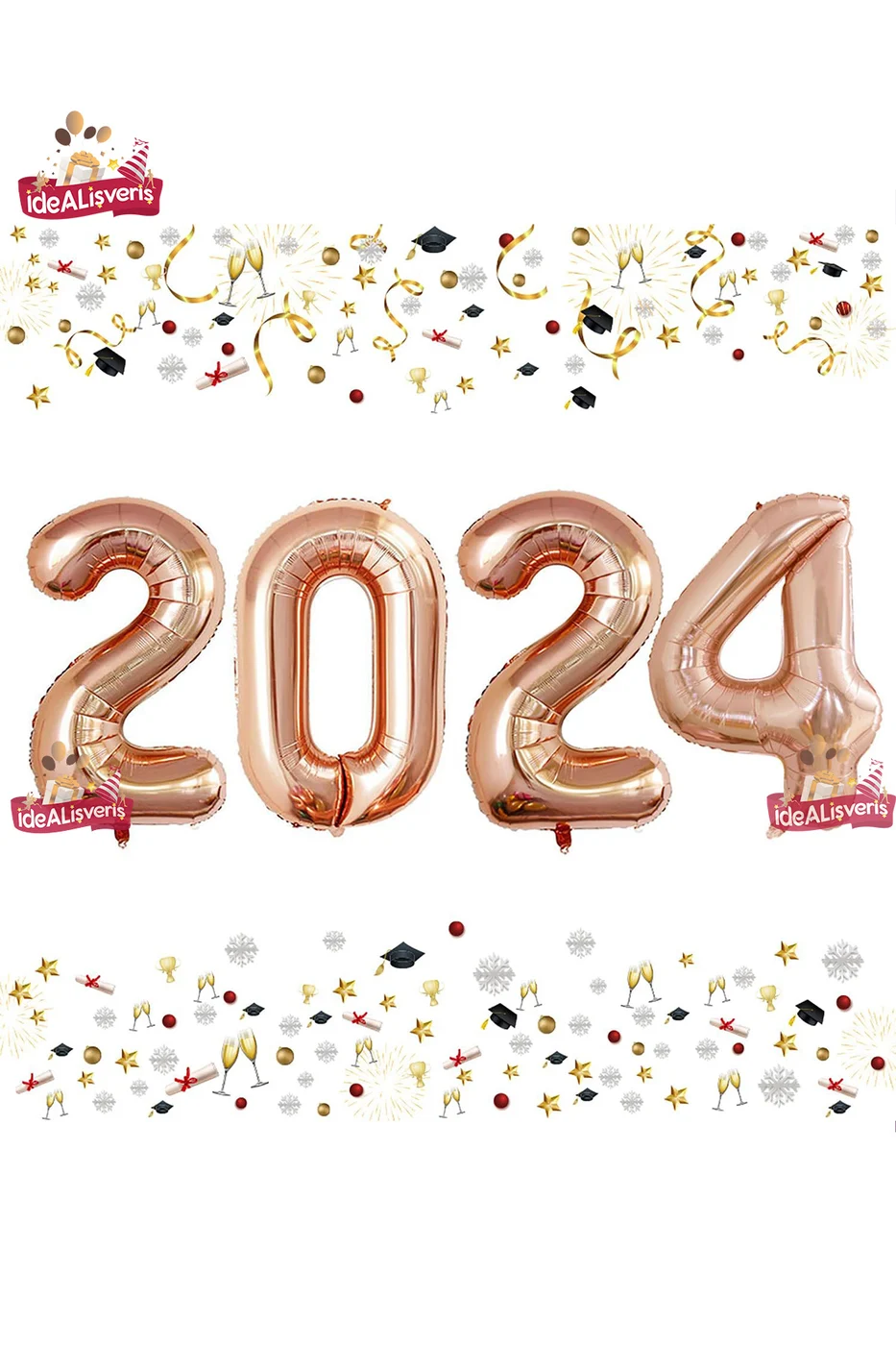 Yeni Yıl/Yılbaşı 2024 Folyo Balon