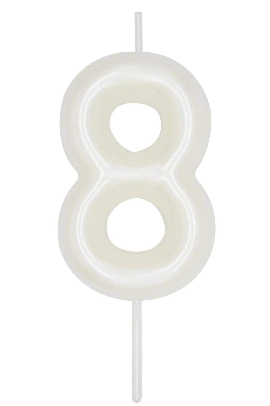 8 YAŞ PARLAK İNCİ BEYAZI ŞIK MUM 12 CM
