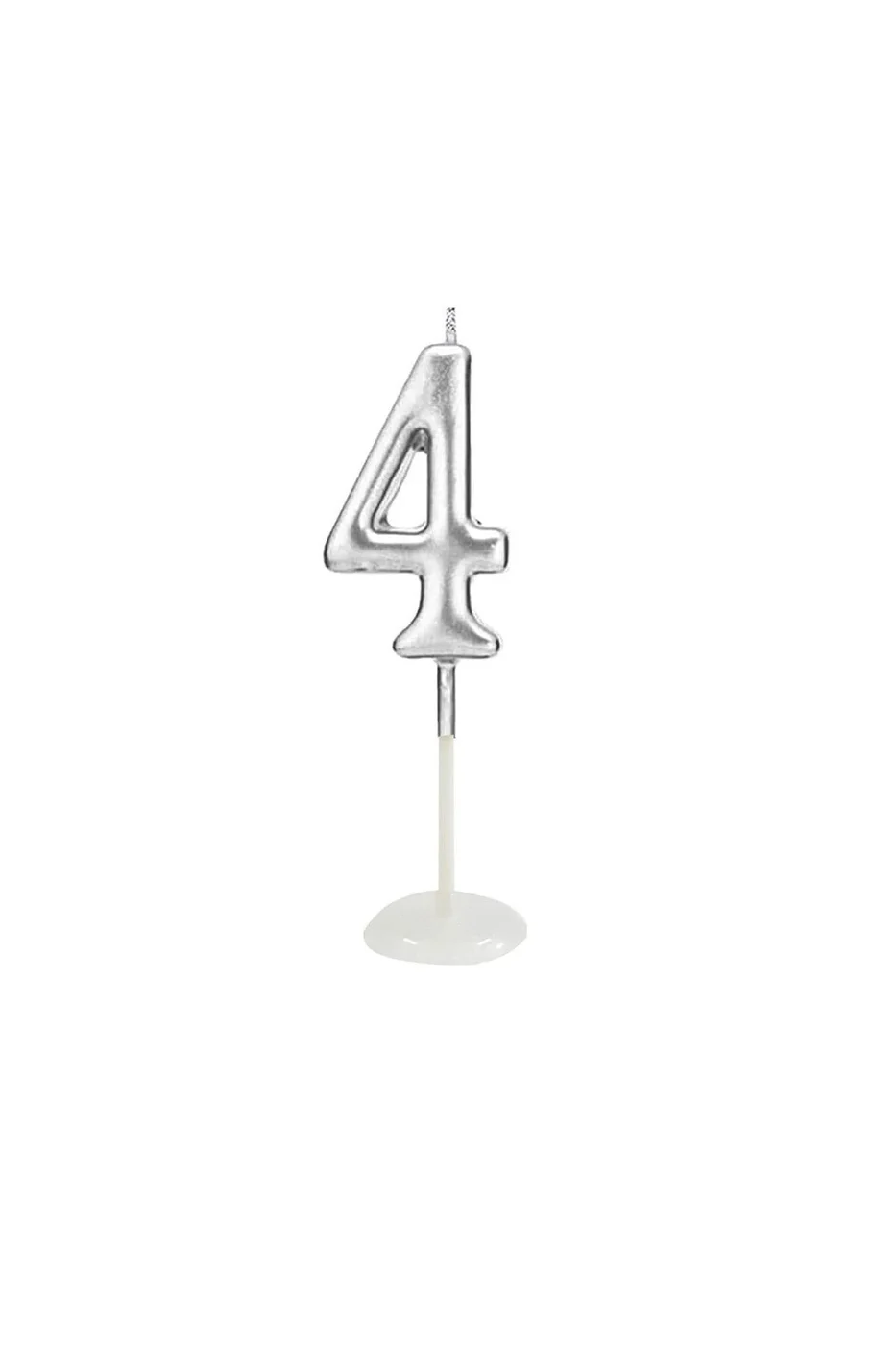 KÜÇÜK BOY 4 RAKAM GÜMÜŞ MUM 8CM