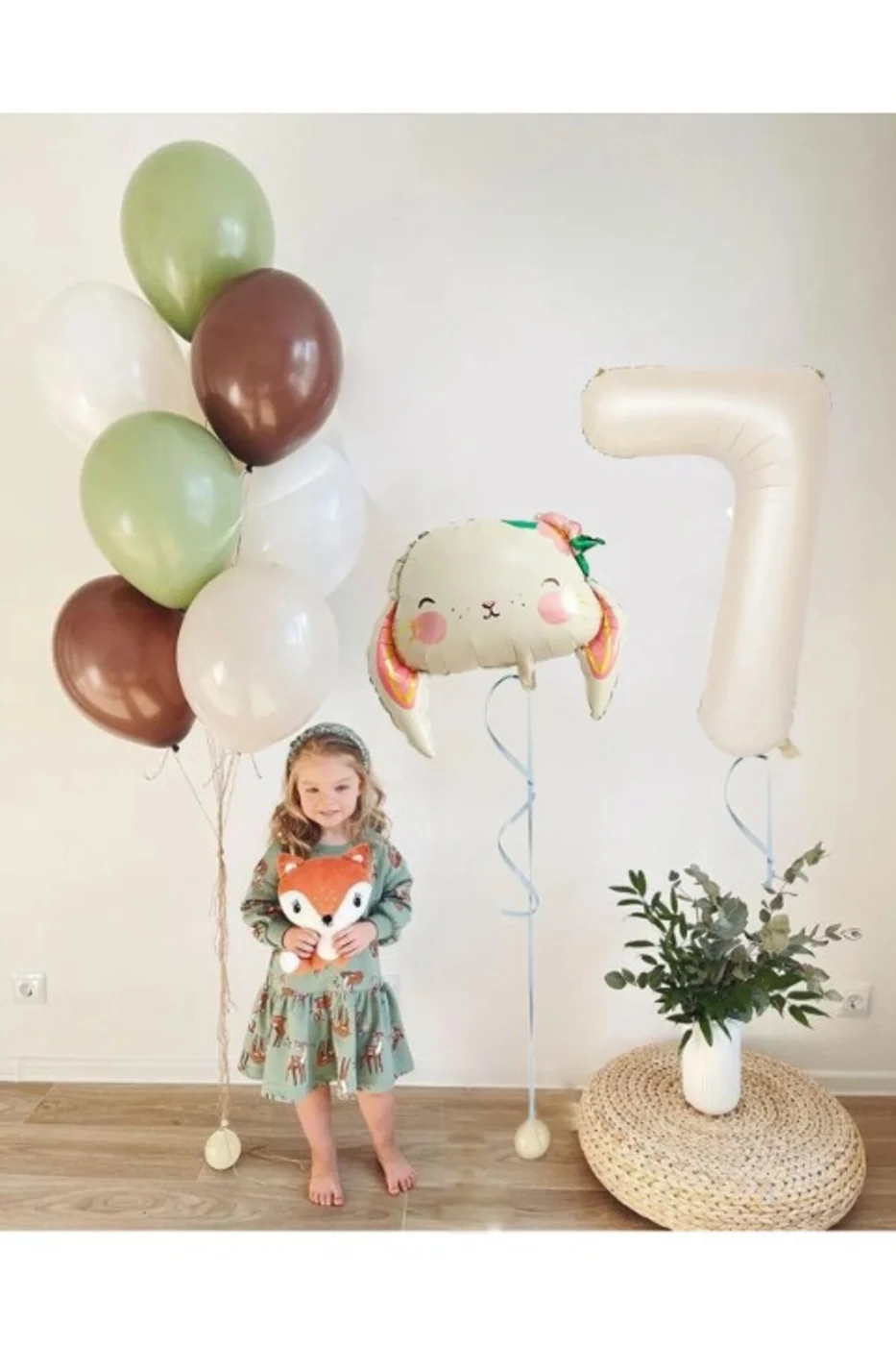 Süslü Tavşan Folyo Balon Zincir Seti Doğum Günü Retro Balon Seti