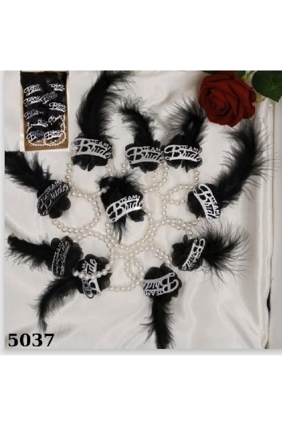 10lu Incili Bileklik Siyah Gold Bekarlığa Veda Partisi Bride To Be Seti Bilekliği gorsel 4