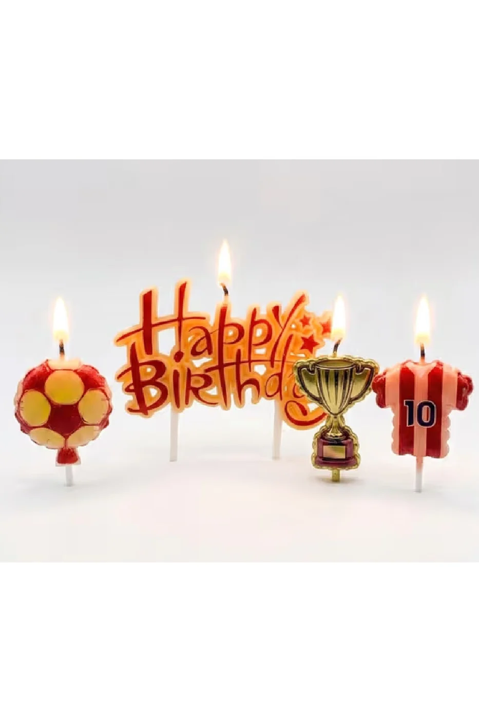 SARI KIRMIZI FUTBOL TOPLU FORMALI HAPPY BİRTHDAY 4 LÜ MUM SETİ gorsel 3