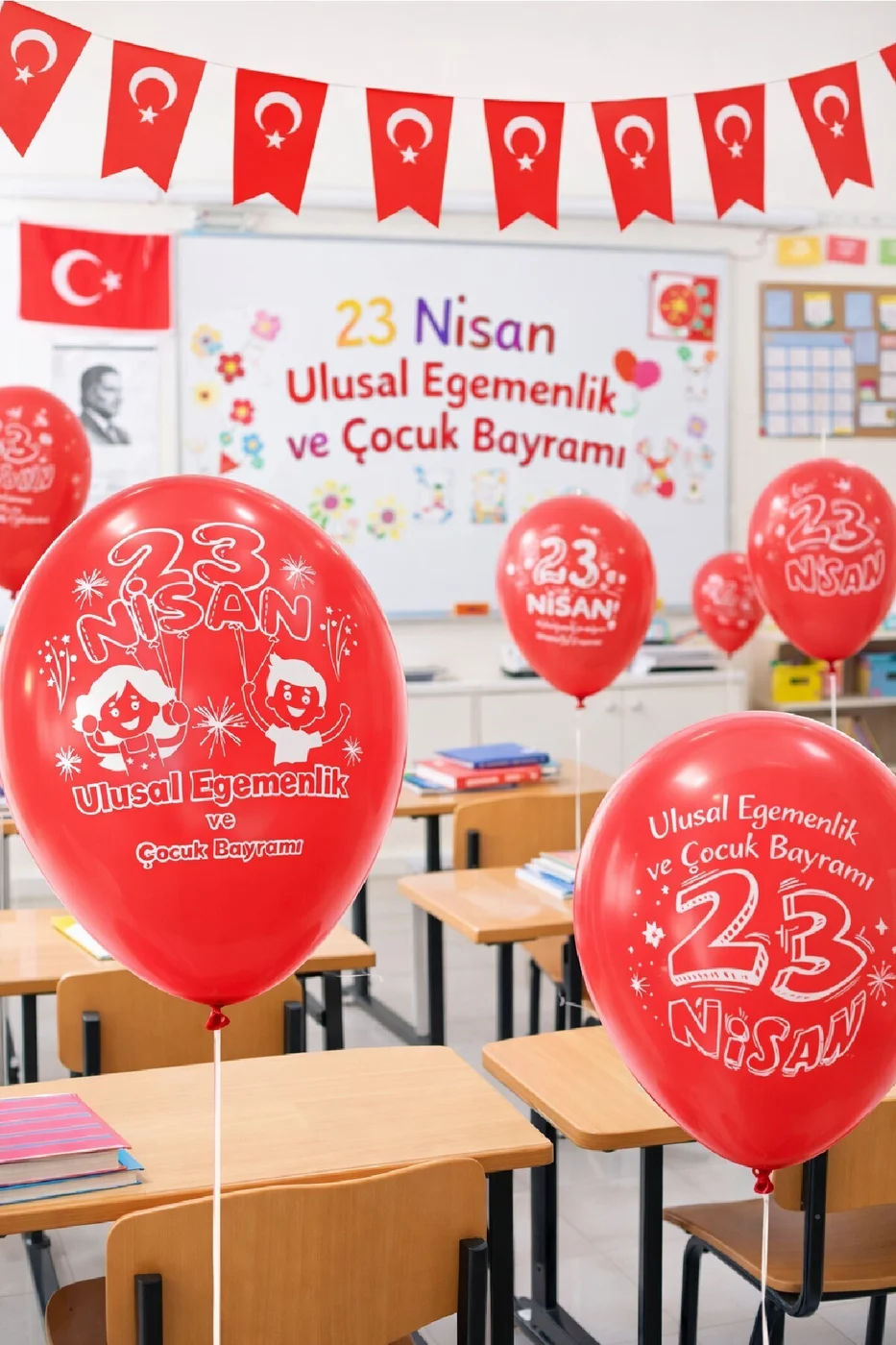 👉 (50 Adet) 23 Nisan Temalı Baskılı Kırmızı Balon – Ulusal Egemenlik ve Çocuk Bayramı gorsel 4