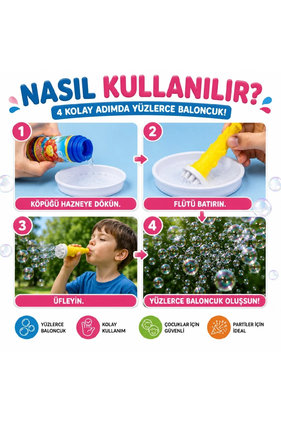 Köpük Çıkaran Flüt 2 Li Set | Bubble Flute Baloncuk Oyuncağı | Parti Hediyeliği | Çocuk Eğlence Oyuncağı gorsel 6