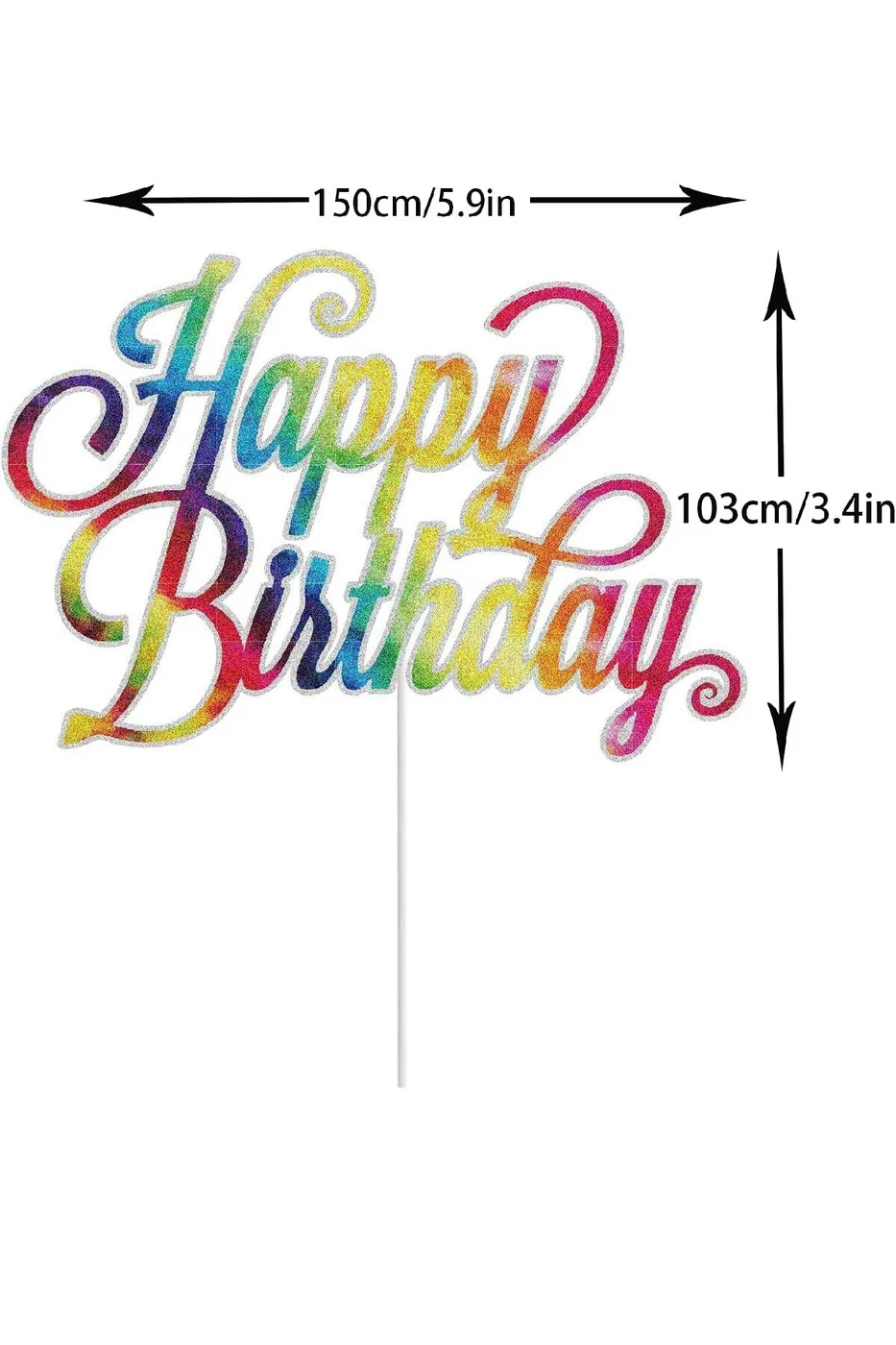Gökkuşağı Pasta Üzeri Süsleme Happy Birthday Yazılı Flama Gökkuşağı gorsel 2