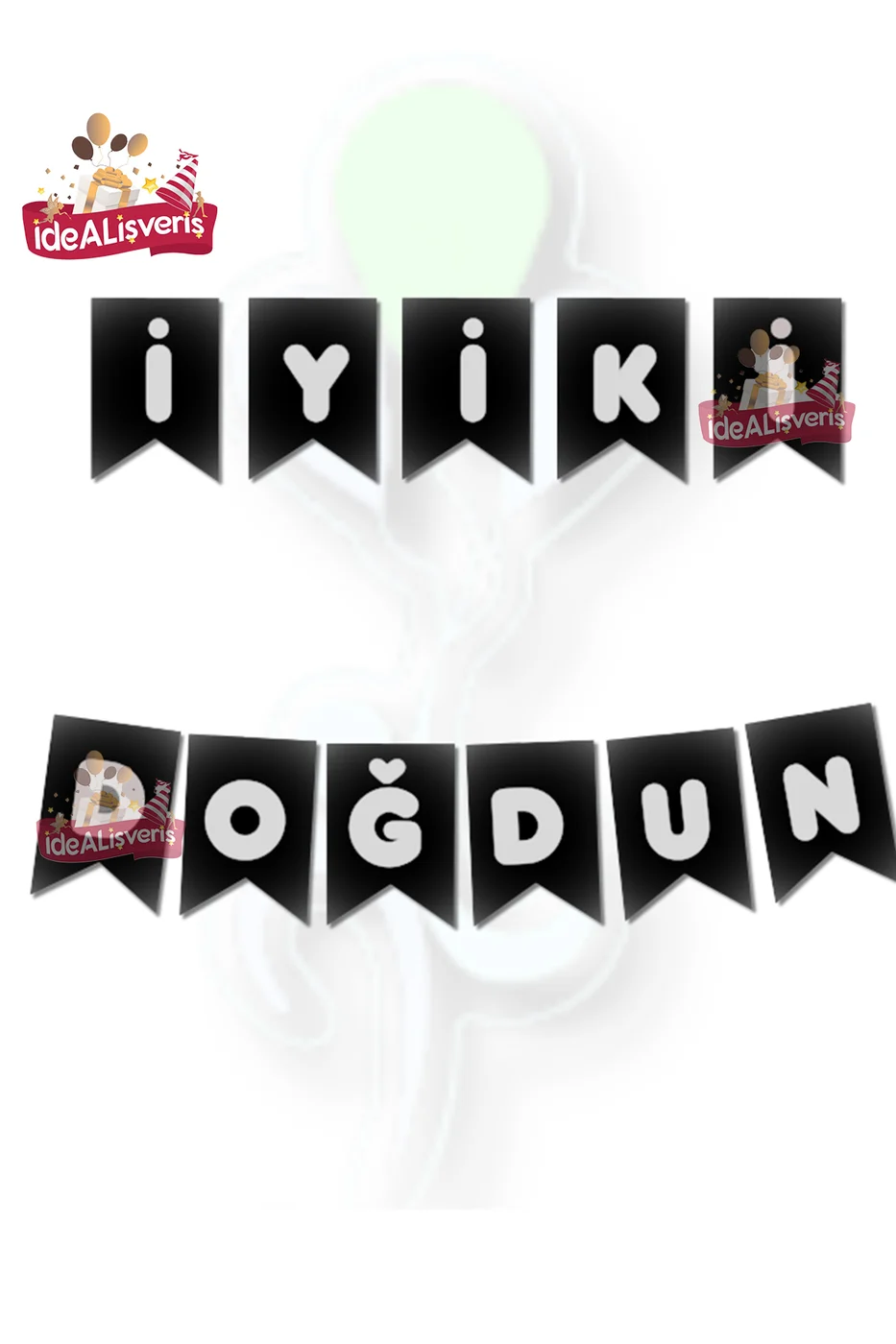 İyi Ki Doğdun Varaklı Banner Gümüş Yazılı Doğum Günü Yazısı