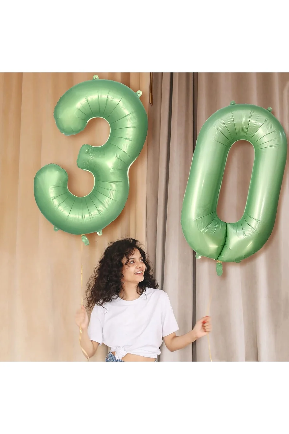 RETRO YEŞİLİ MAT YEŞİL RAKAM FOLYO BALONU gorsel 5