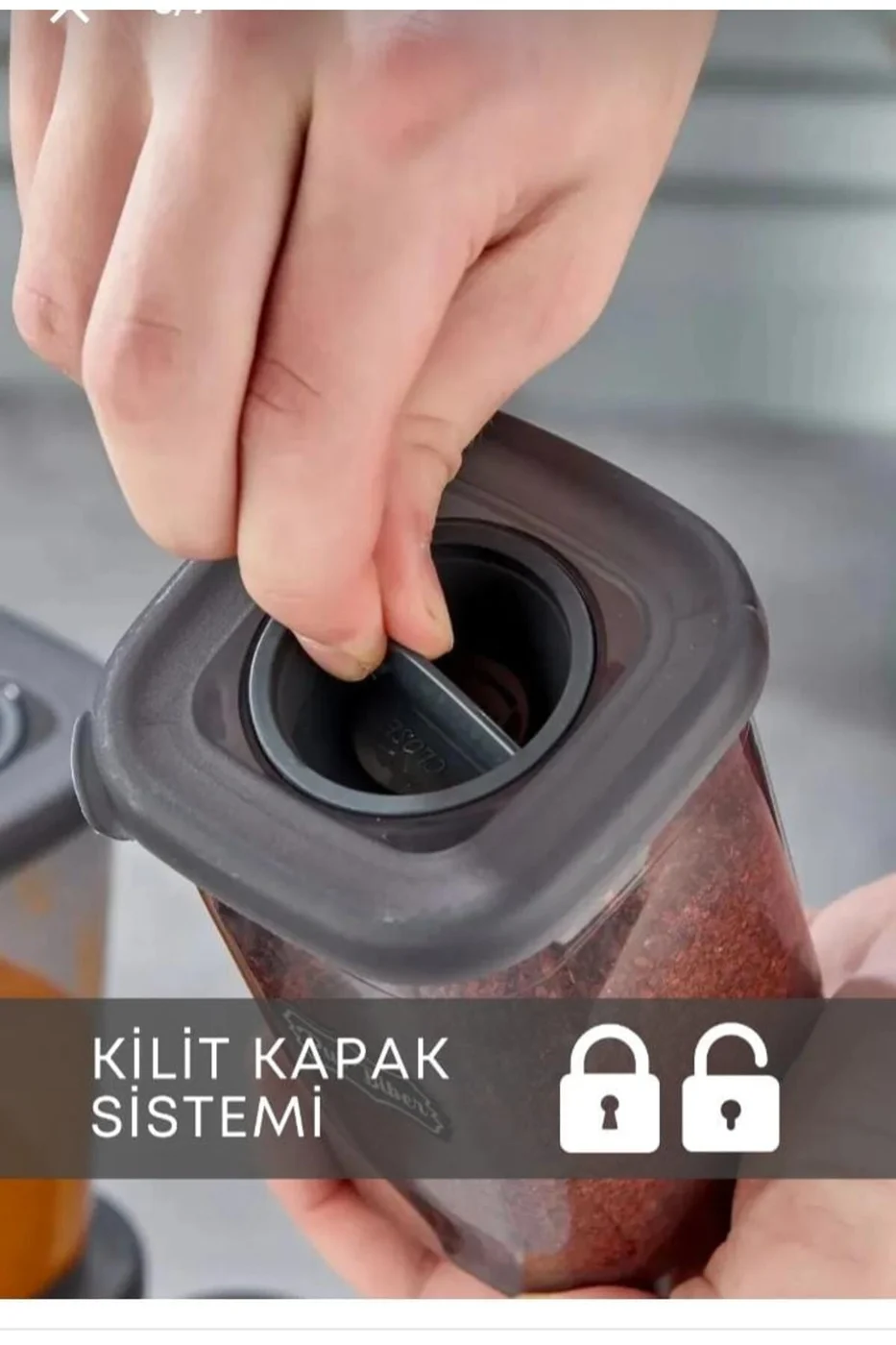Etiketli 6 Lı Kendinden Kaşıklı Baharatlık Seti Baharatlık Kutusu, Kendinden Kaşıklı, 400 ml Hacimli gorsel 7