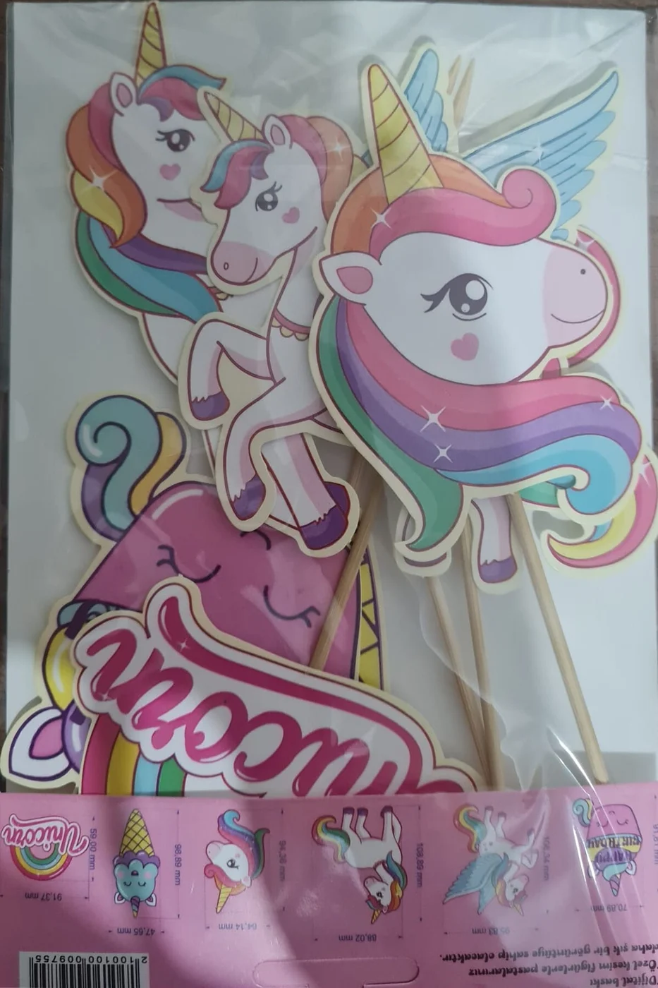 6 adet, Unicorn Temalı Doğum Günü Pasta Süsü Unicorn Baby Pasta Süsü gorsel 2