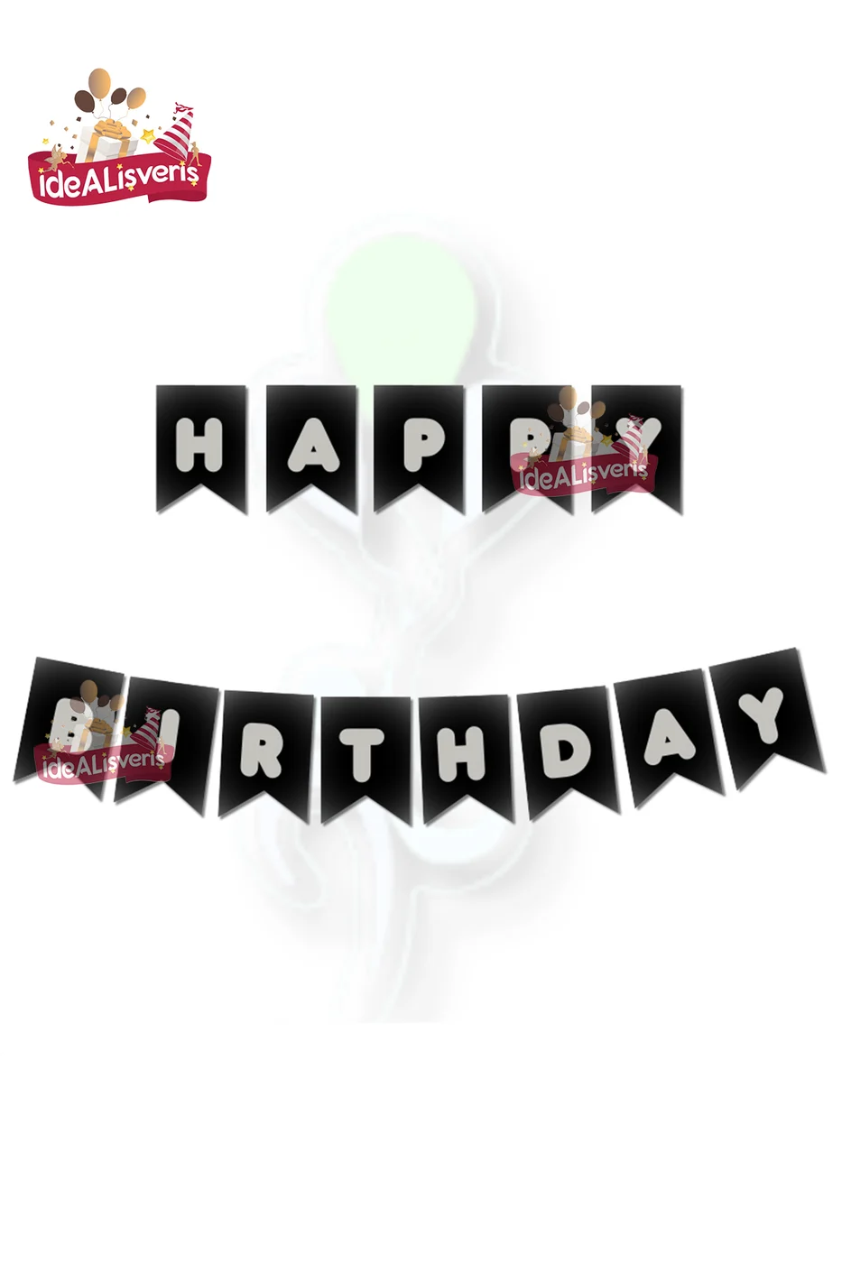 Happy Birthday Gümüş Varaklı Banner Doğum Günü Yazısı