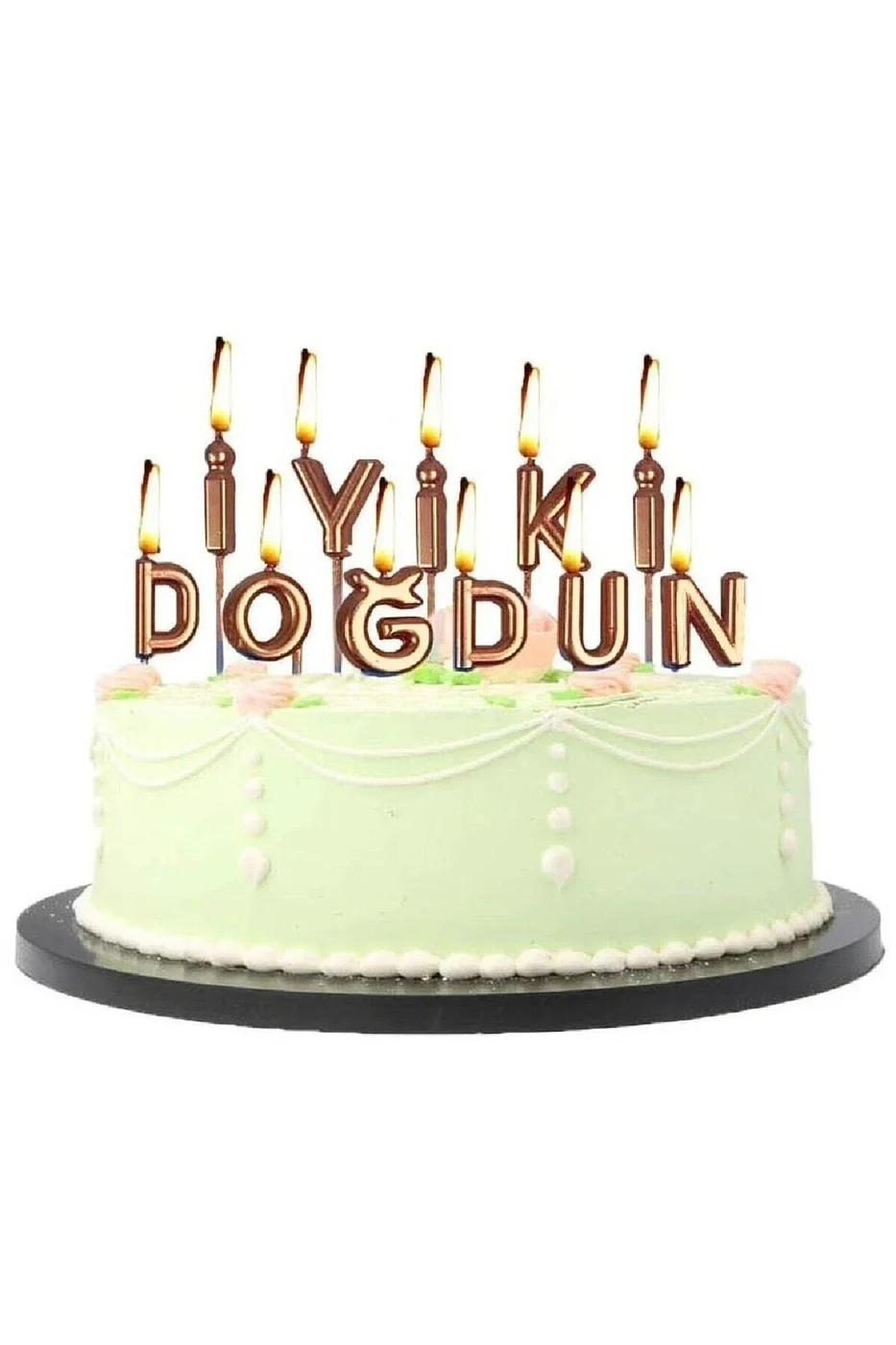 Iyiki Doğdun Rosegold Mum Doğum Günü Süsü