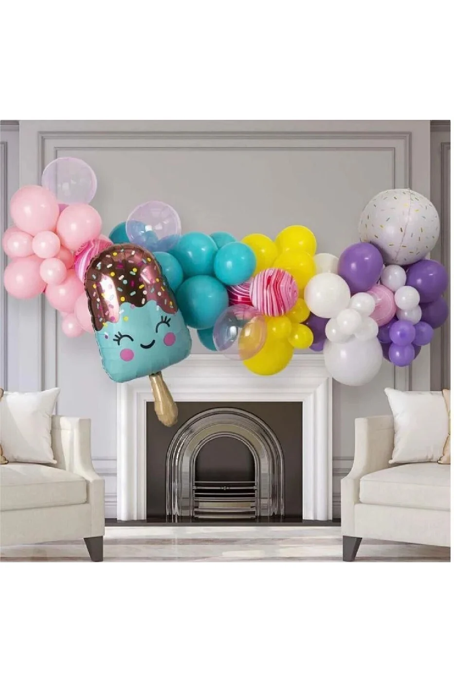 NEŞELİ DONDURMA BALON ZİNCİRİ DOĞUM GÜNÜ PARTİ SETİ DOĞUM GÜNÜ SÜSÜ gorsel 3