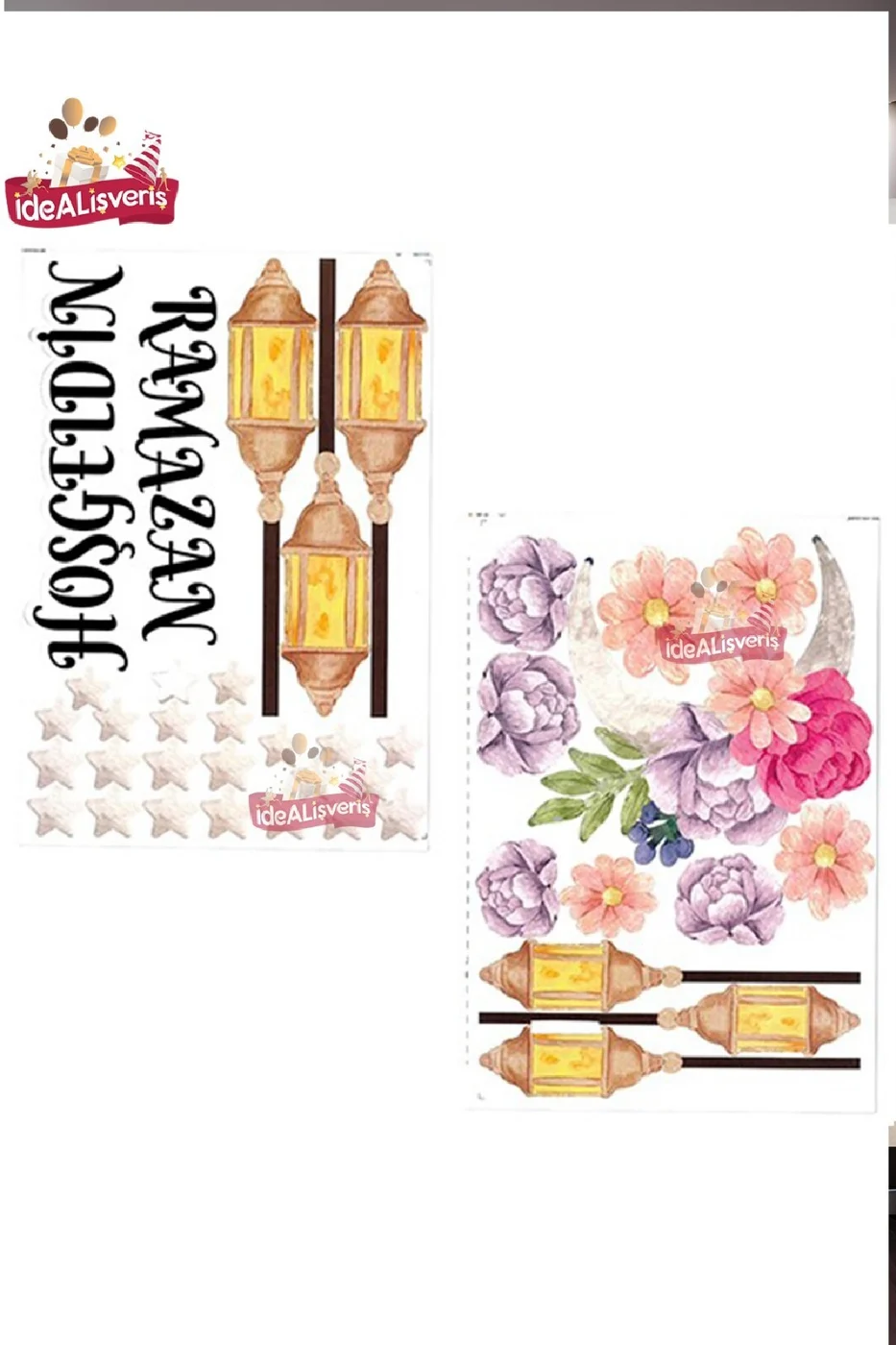 Hoşgeldin Ramazan Sticker Seti Ramazan Süsleri Ramazan Ayı Temalı Cam Duvar Süsleri gorsel 3