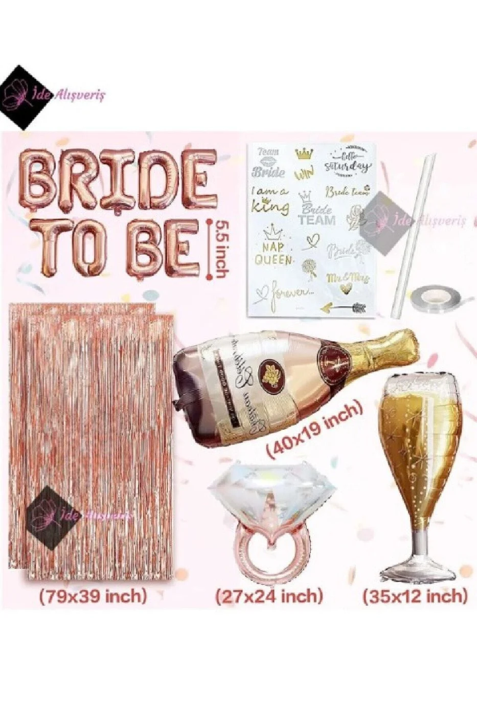 Bride To Be Bekarlığa Veda Partisi Balon Süsleme Rose Gold gorsel 2