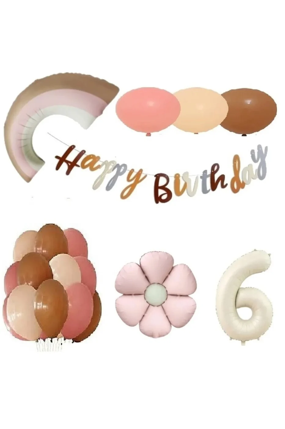 PEMBE PAPATYA FOLYOLU RETRO YAŞ BALON DOĞUM GÜNÜ PARTİ SETİ SÜSÜ gorsel 2