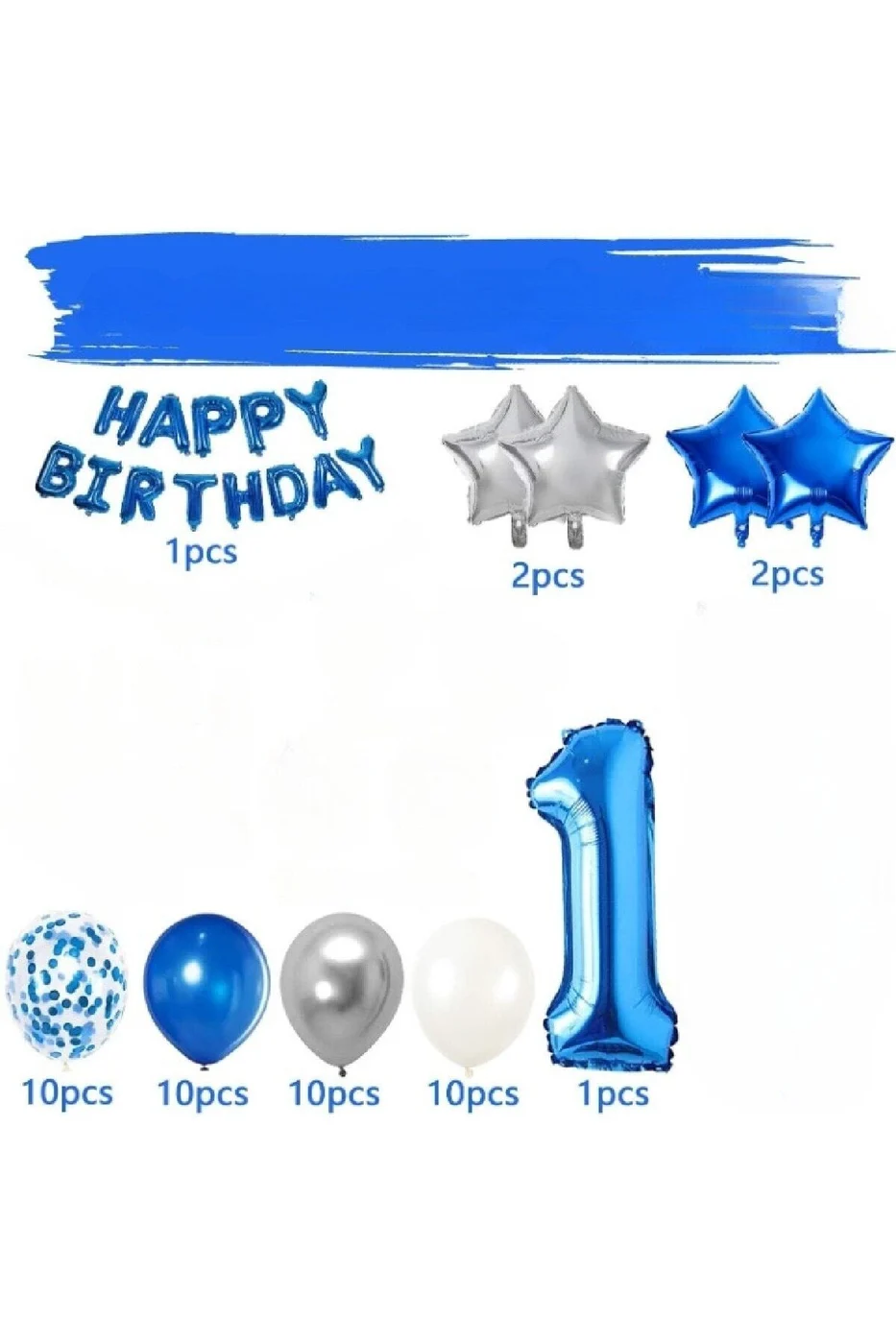 Mavi 1 Yaş Balon Zinciri Doğum Günü Seti Iyi Ki Doğdun Doğum Günü Seti gorsel 2