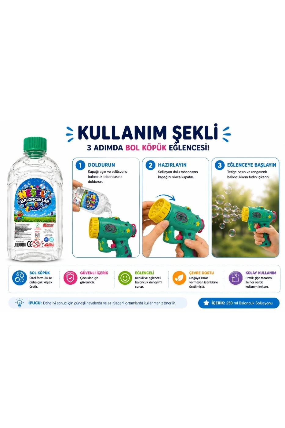500ml Kaliteli Formül Baloncuk Sıvısı Likiti Köpük Tabancası Baloncuk Suyu gorsel 6