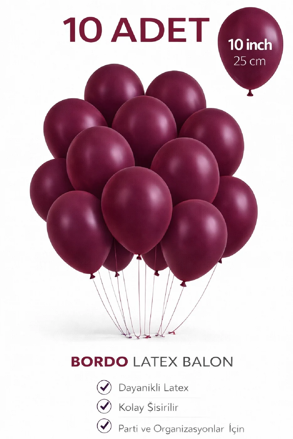 10 Adet Latex Balon 10 İnç Parti Balonu Doğum Günü Süsleme Balonu