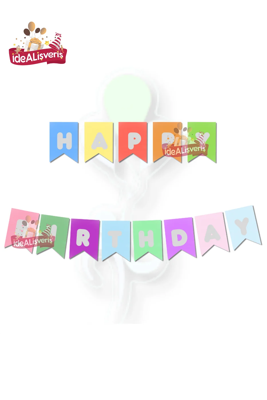 Happy Birthday Gümüş Varaklı Banner Doğum Günü Yazısı