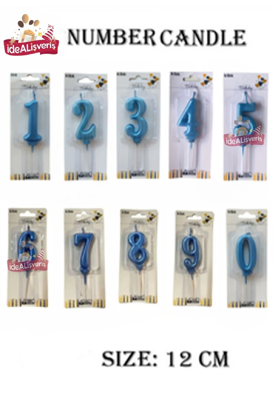 12 cm Mavi Pasta Üstü Rakam Mum gorsel 3